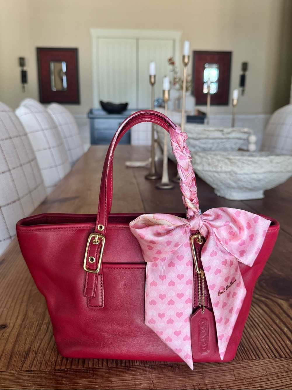 Vintage COACH Legacy Small Market Tote Red Leather 9846 EUC